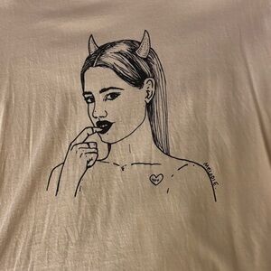 Graphic Beige Tee with Illustration